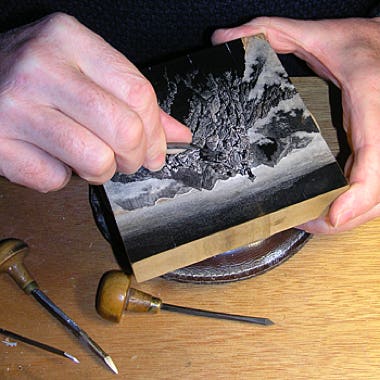 Engraving the boxwood block